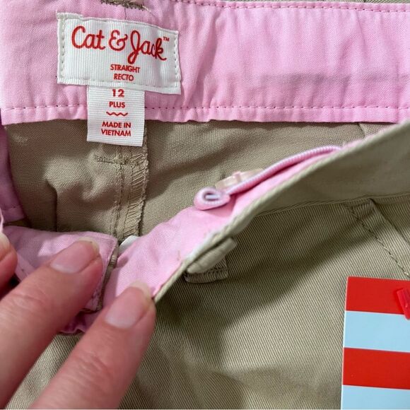 Cat & Jack Girls Khaki School Uniform Straight Leg Pants 12 Plus - Picture 7 of 8